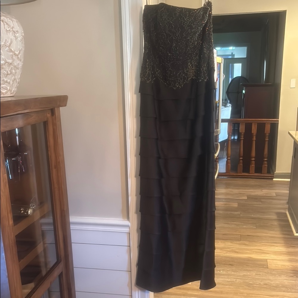 Elegant Brown Strapless Gown